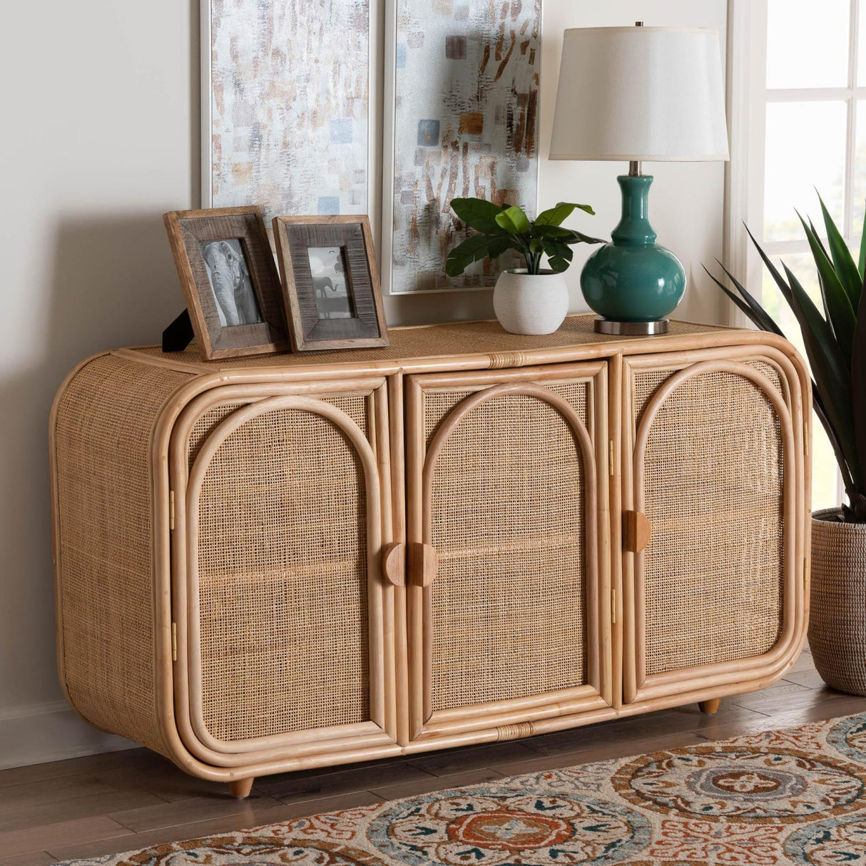Modern European furniture - Handcrafted Rattan 3 Door Cabinet - www.oroa.com