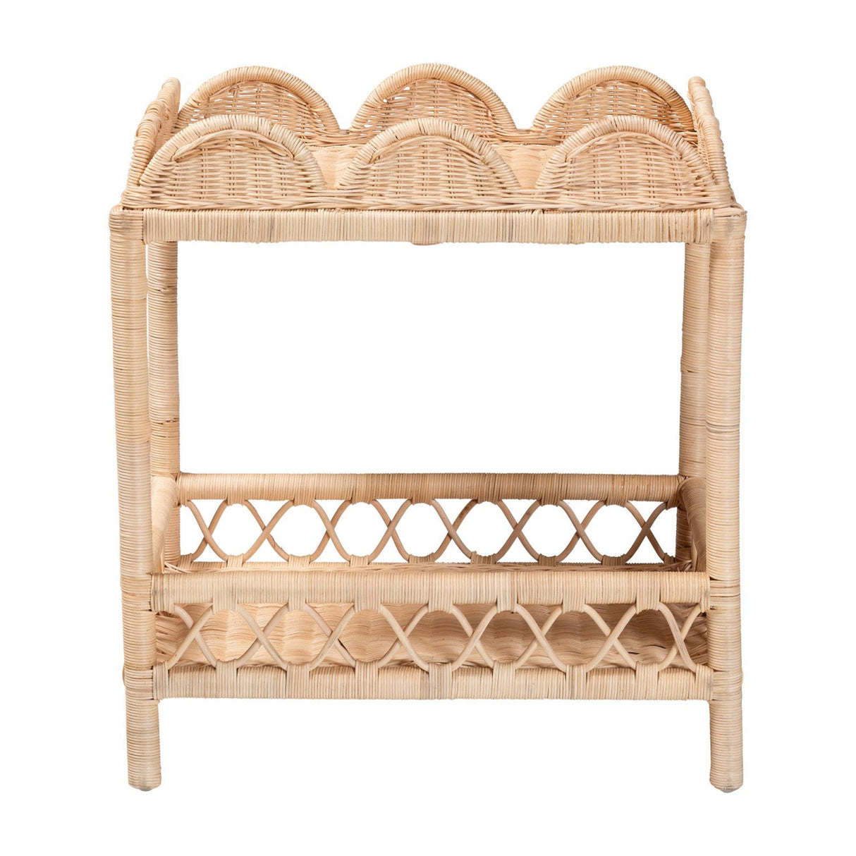 Rattan Scalloped 2 Tier End Table | Bali Loom Eloisa | Oroa.com