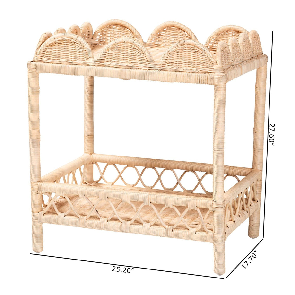 Modern European furniture -Rattan Scalloped 2 Tier End Table - www.oroa.com
