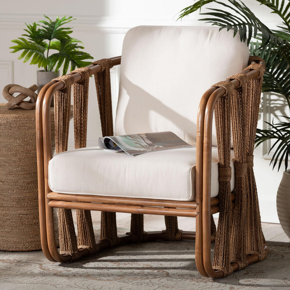 Modern European furniture - Woven Seagrass Accent Chair - www.oroa.com
