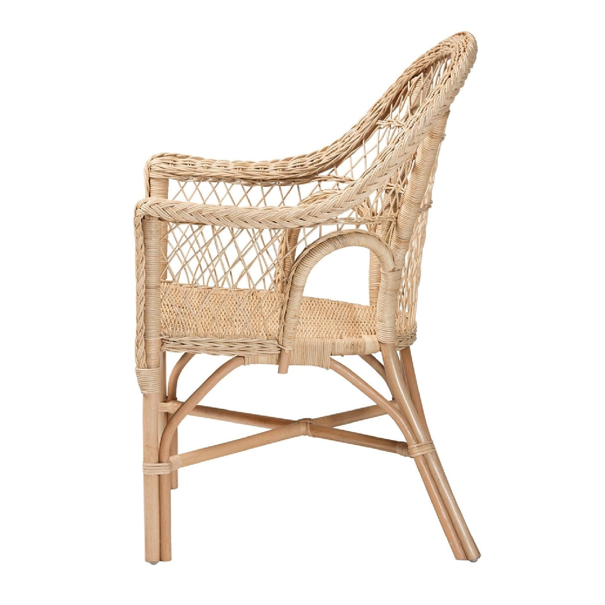 Modern European furniture - Natural Braided Rattan Lounge Chair - www.oroa.com