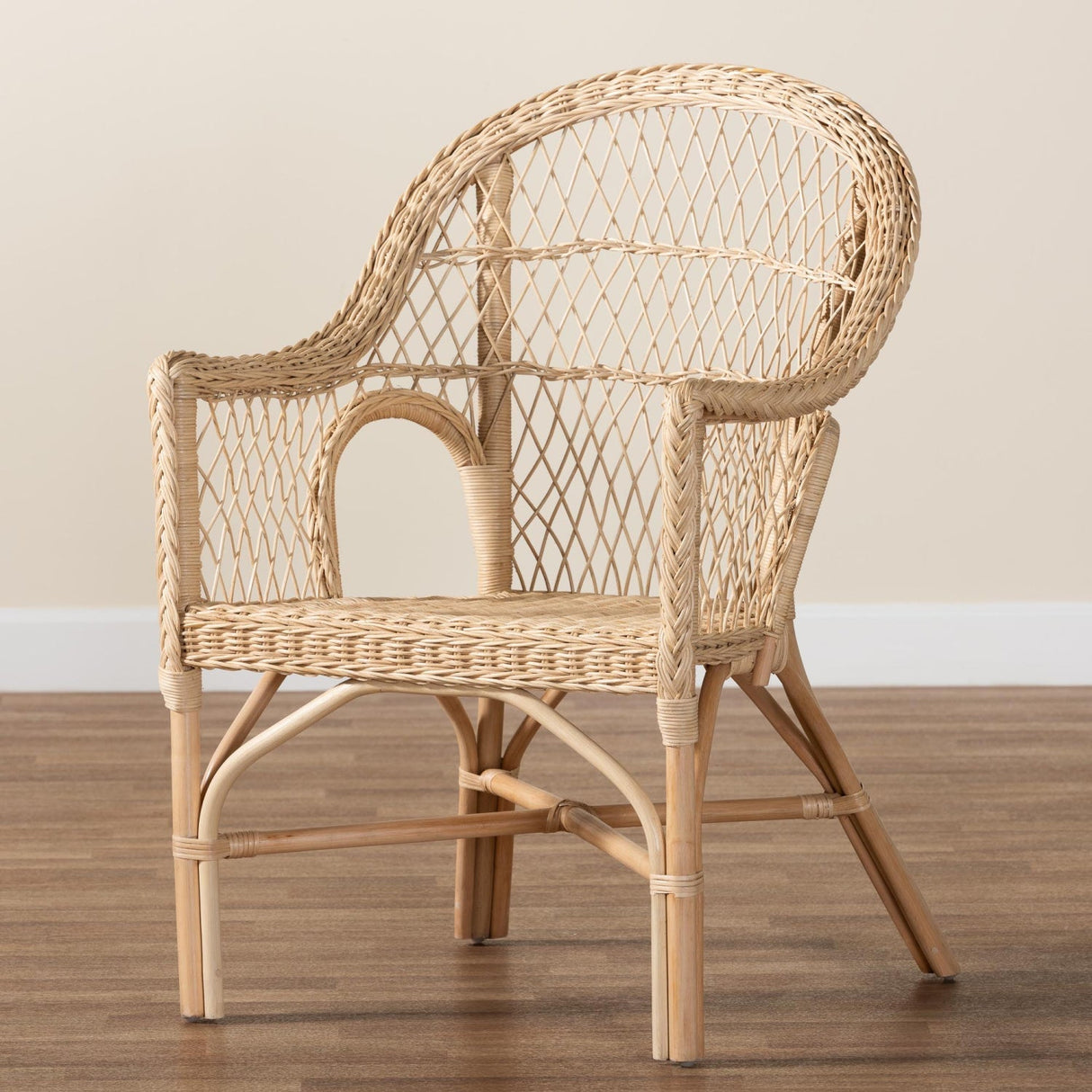 Modern European furniture - Natural Braided Rattan Lounge Chair - www.oroa.com