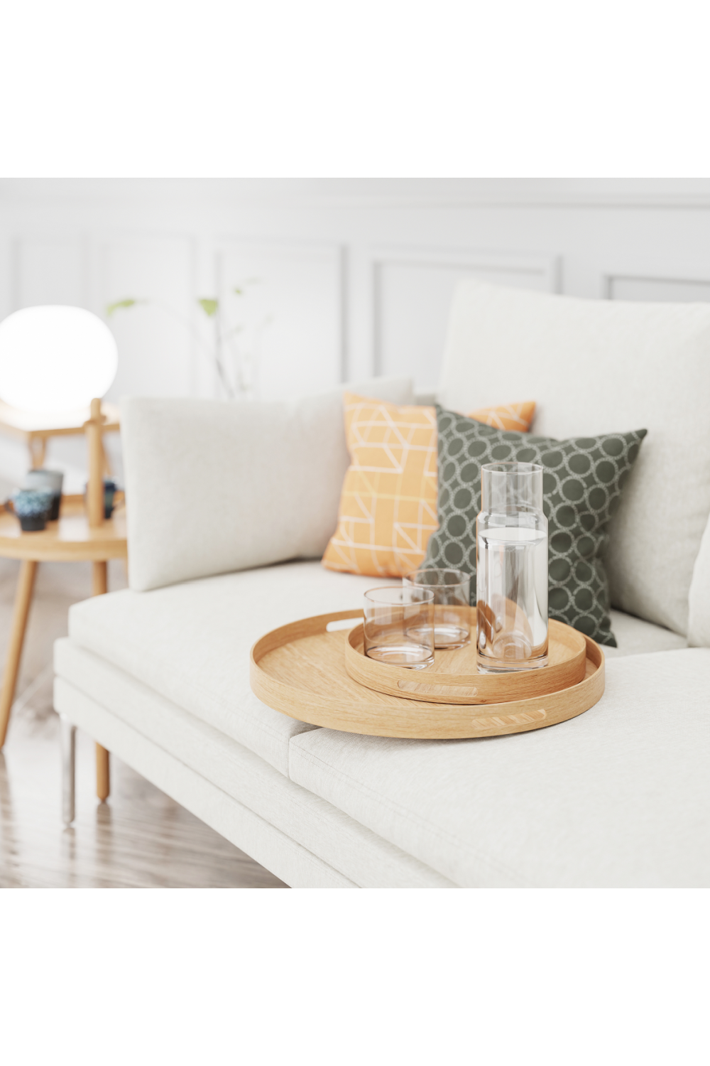 Wooden Round Tray | Wireworks Busboy | Oroa.com