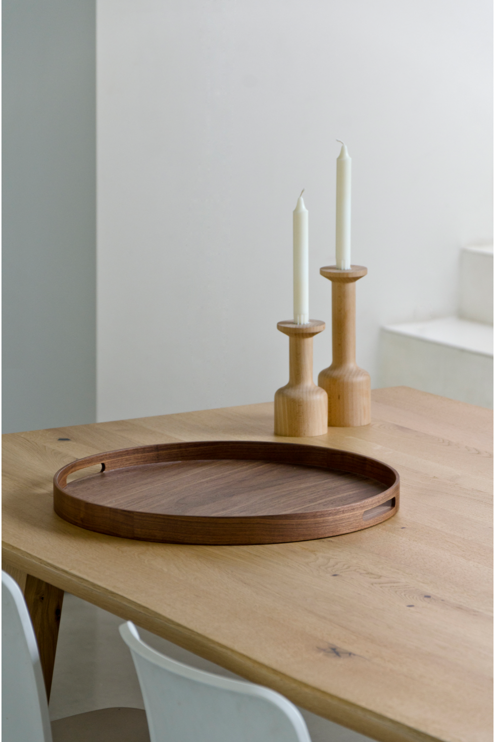 Wooden Round Tray | Wireworks Busboy 450 | Oroa.com