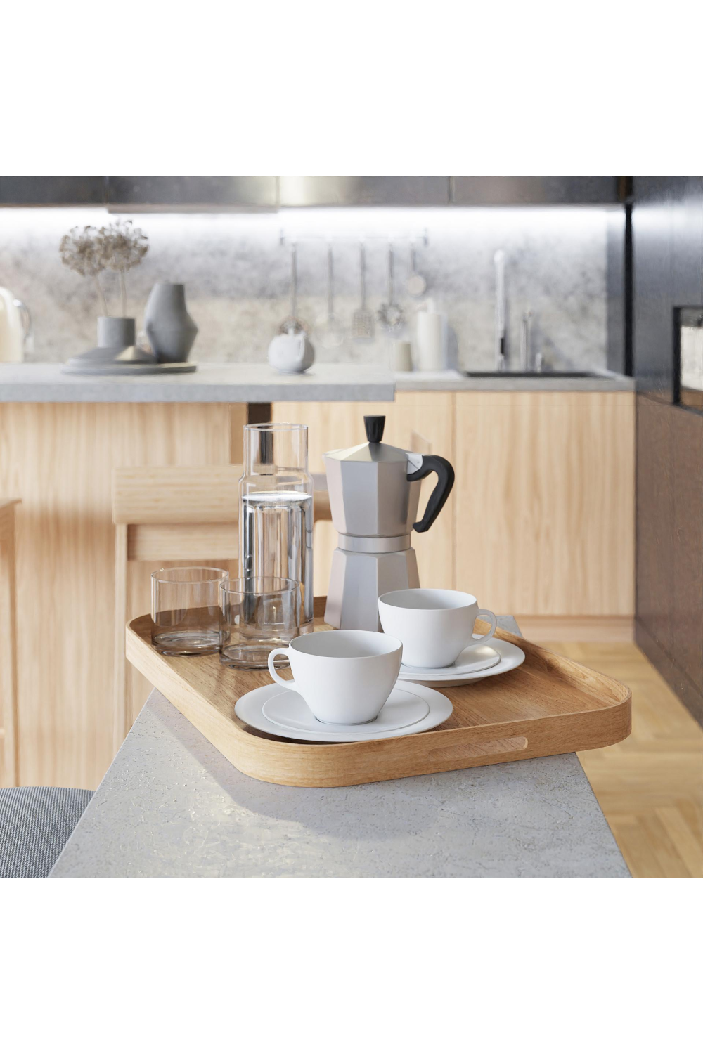 Matte Lacquered Rectangular Tray L | Wireworks Bellhop | Oroa.com