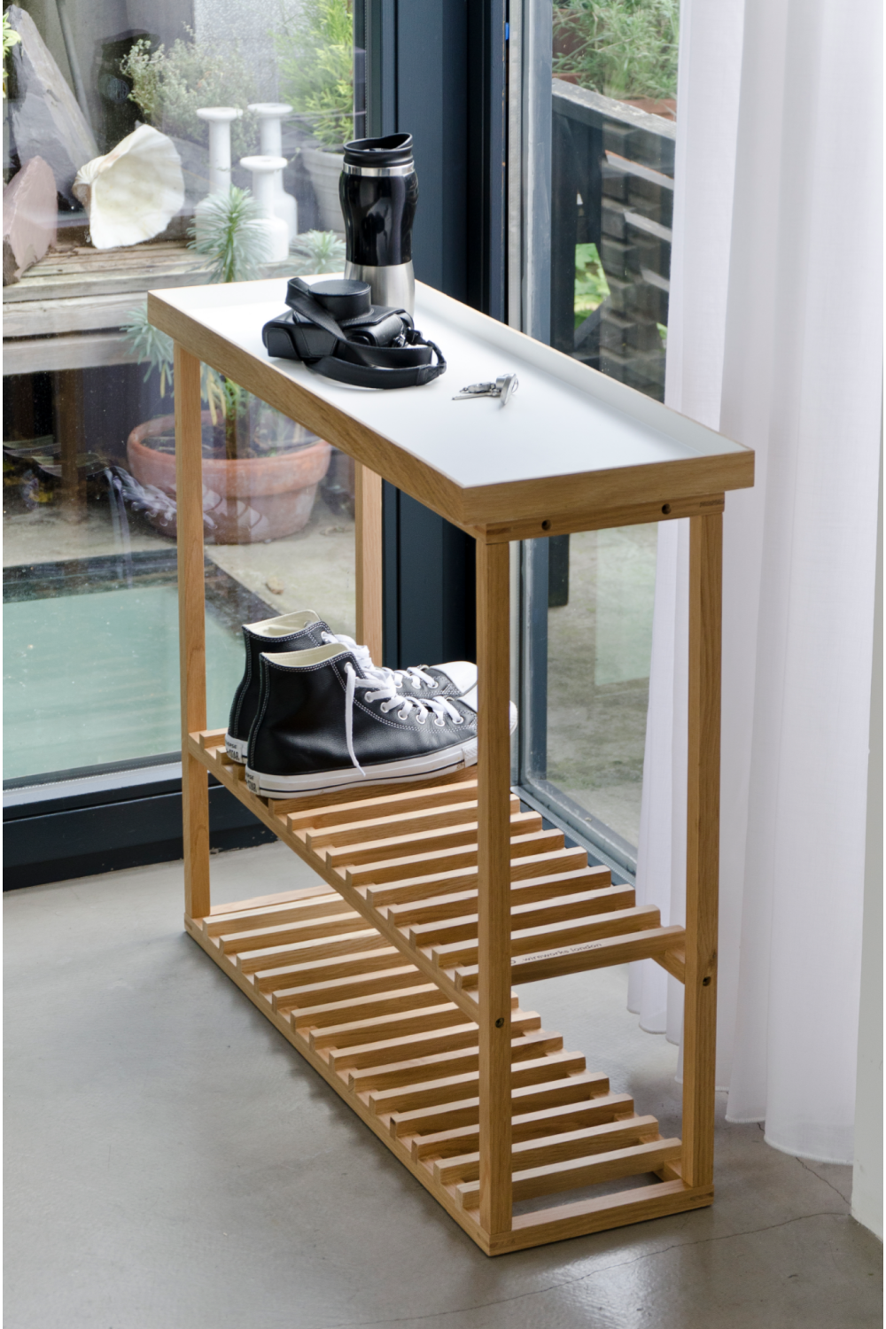 White Rectangular Console Table with Storage | Wireworks Hello | Oroa.com