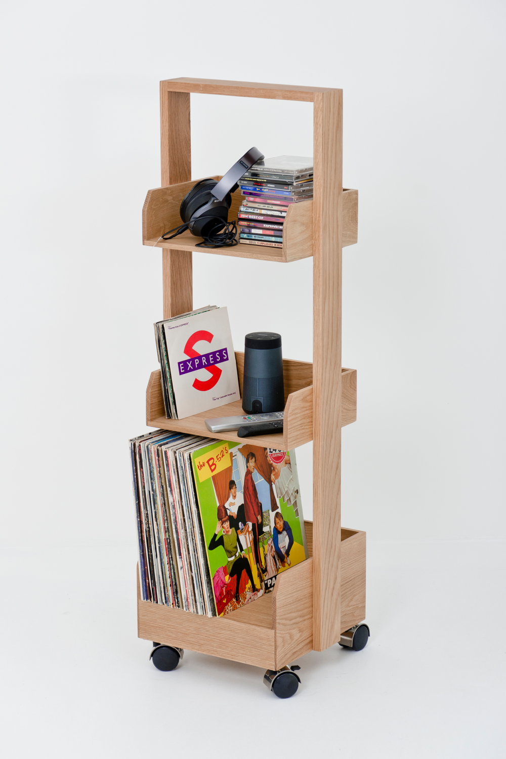Three-Shelf Wheeled Wood Mini Bookcase | Oroa.com