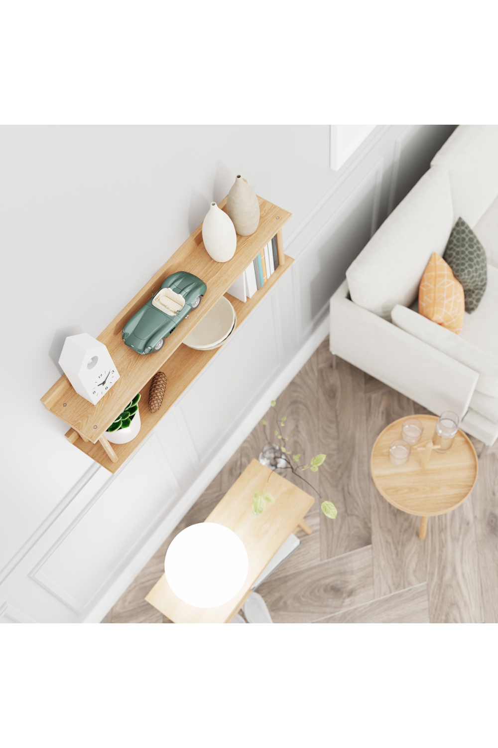 2 Level Wooden Wall Shelf | Wireworks Platform 2 | Oroa.com