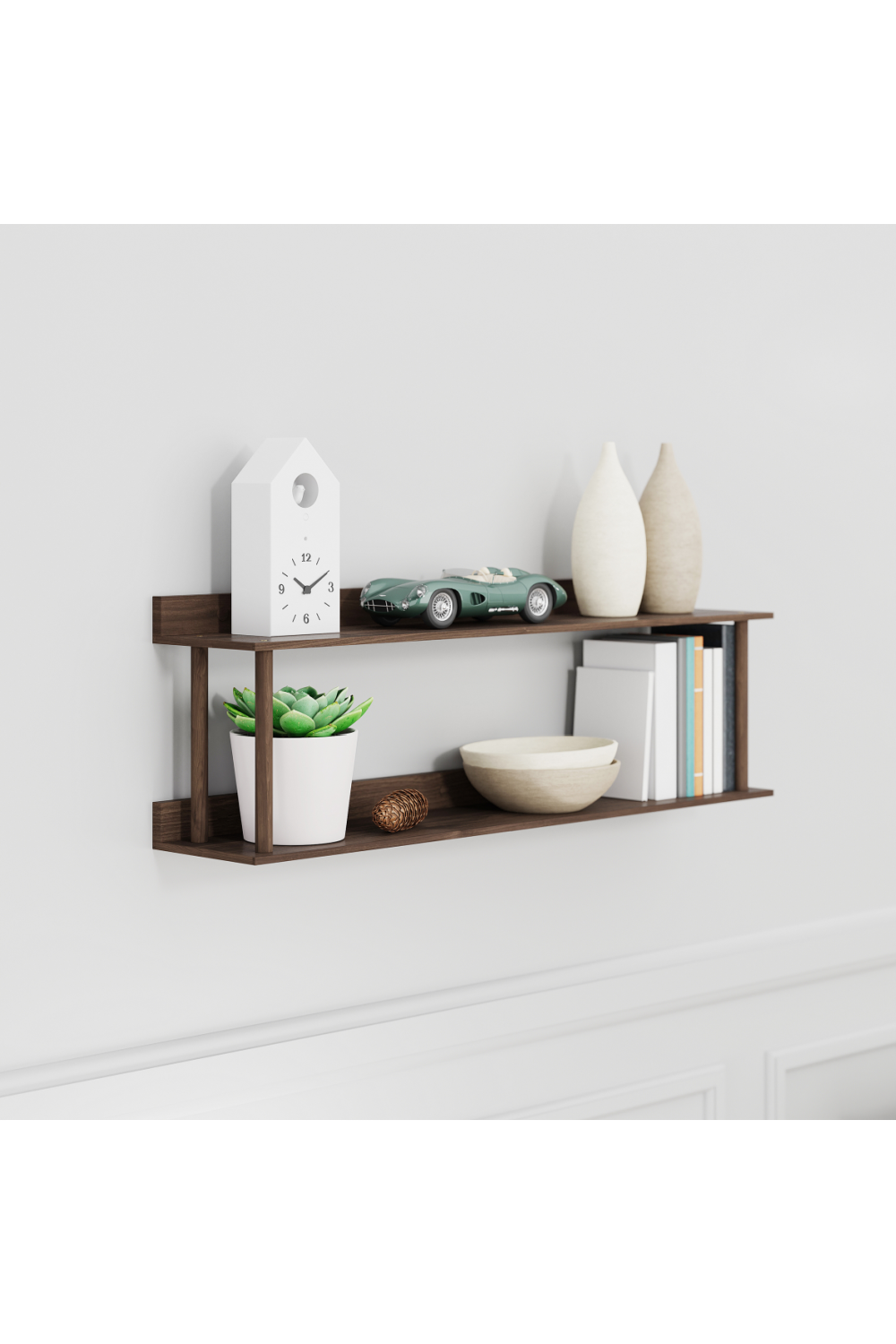 2 Level Wooden Wall Shelf | Wireworks Platform 2 | Oroa.com