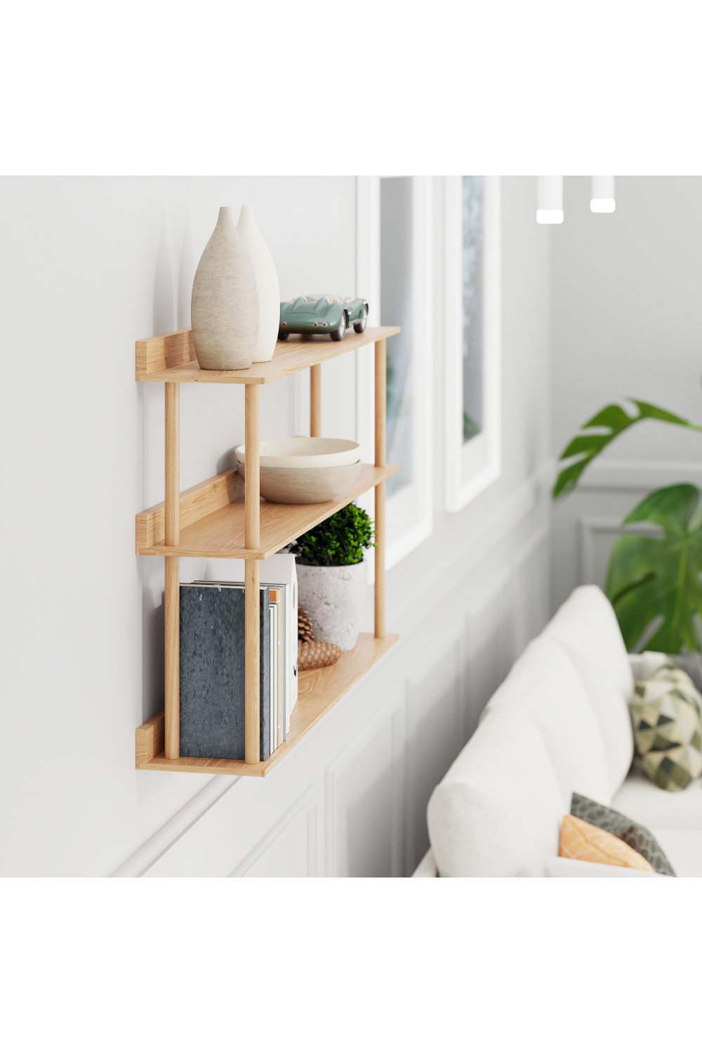 3 Level Wooden Wall Shelf | Wireworks Platform 3 | Oroa.com