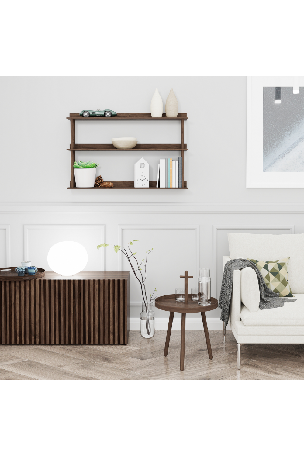 3 Level Wooden Wall Shelf | Wireworks Platform 3 | Oroa.com