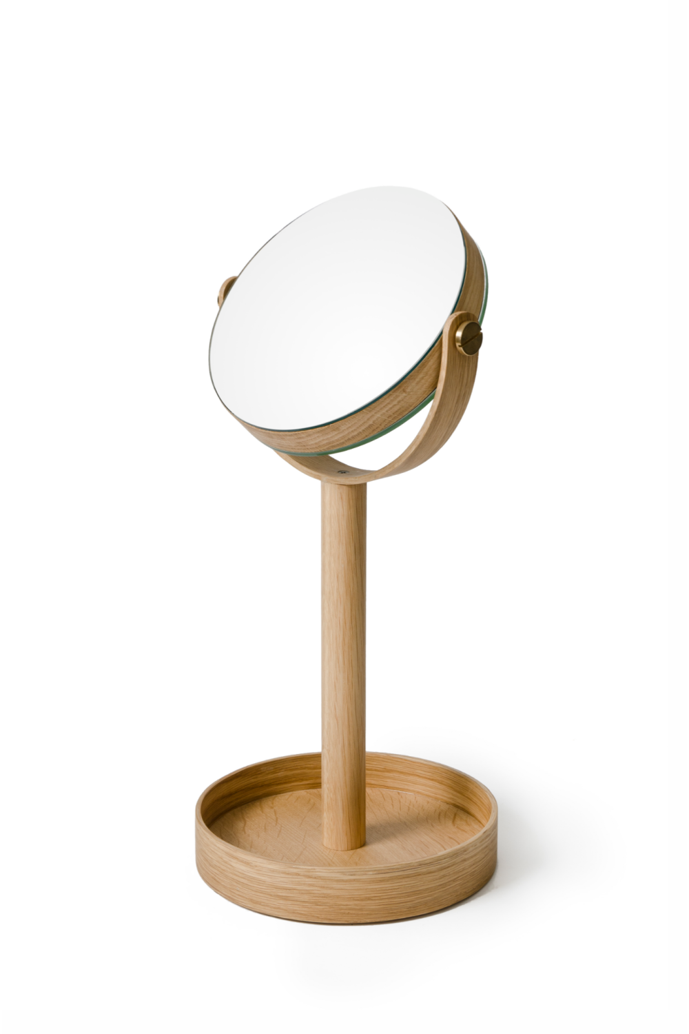 Oak Double Face Mirror with Storage Tray | Wireworks Close-up | Oroa.com