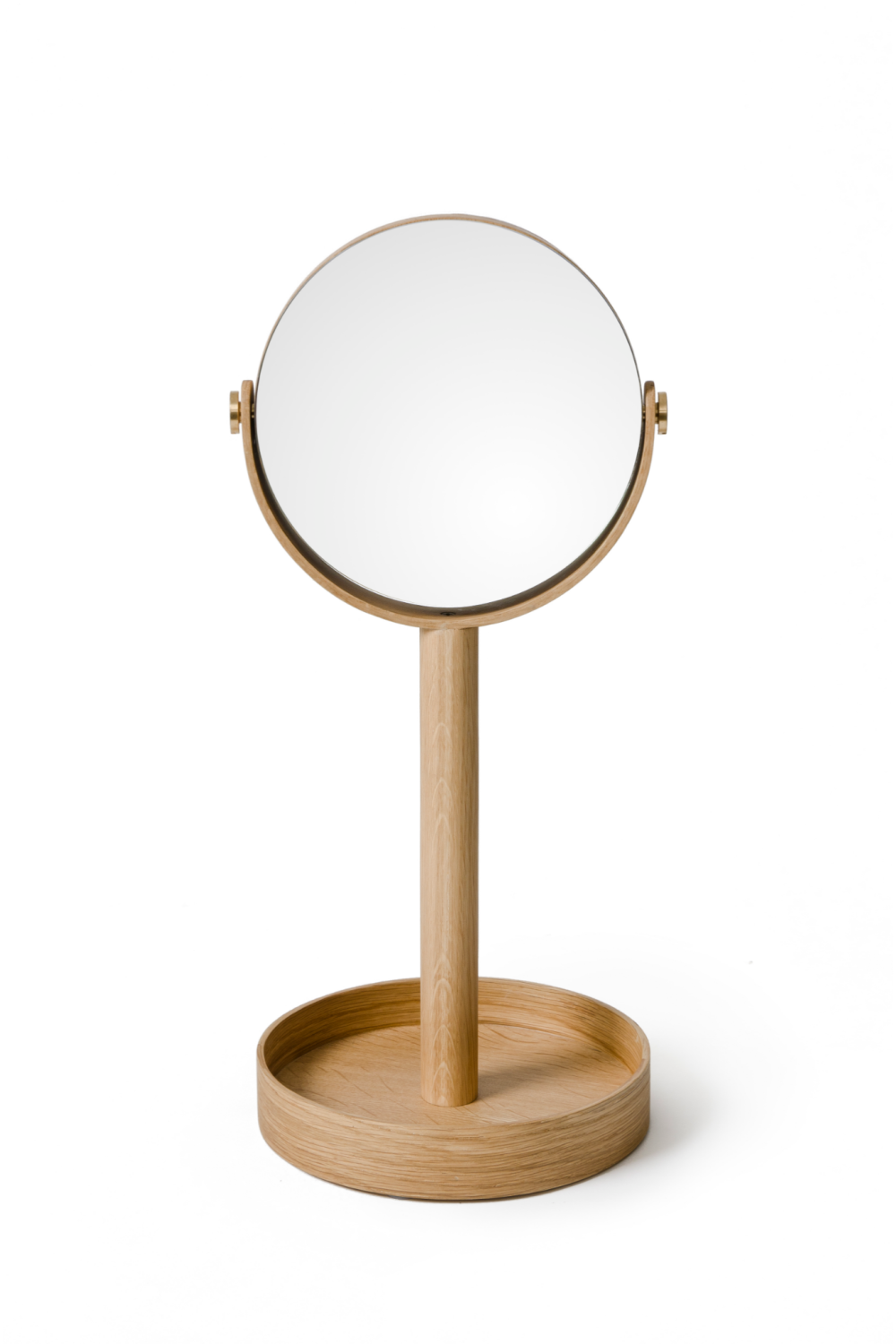 Oak Double Face Mirror with Storage Tray | Wireworks Close-up | Oroa.com