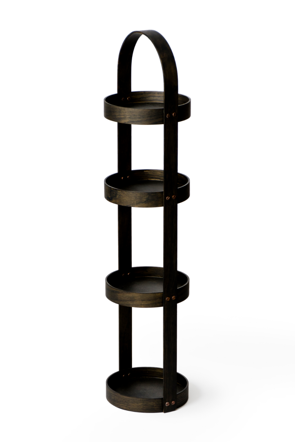 4 Tray Round Oak Storage Caddy | Wireworks Mezza | Oroa.com