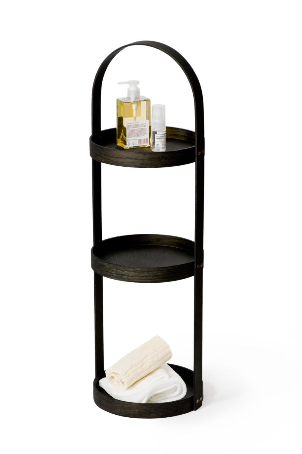 3 Tray Round Oak Storage Caddy | Wireworks Mezza | Oroa.com