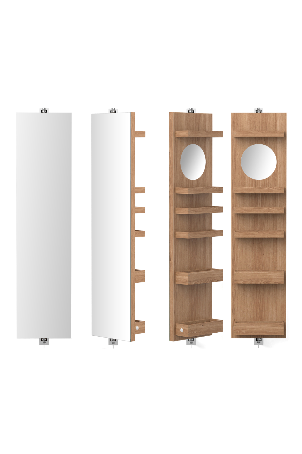 Rotating Oak Bathroom Cabinet with Mirror | Wireworks Revolve 1140 Cosmos | Oroa.com
