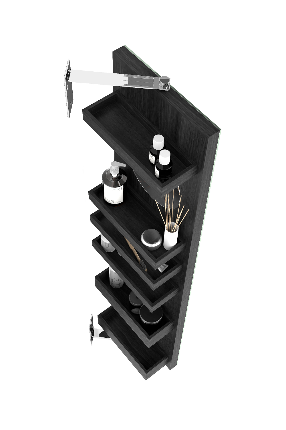 Rotating Oak Bathroom Cabinet with Mirror | Wireworks Revolve 1140 Cosmos | Oroa.com