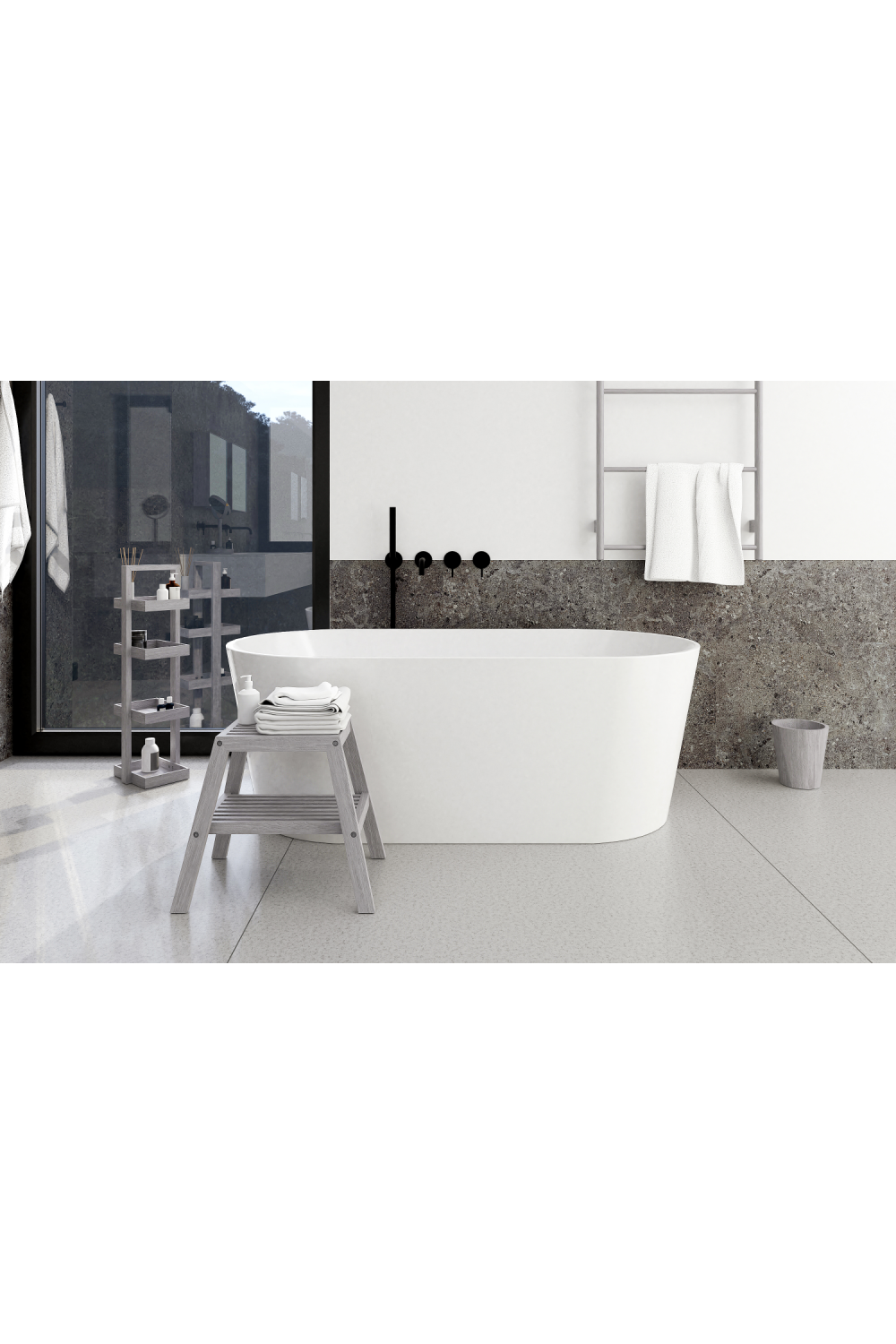 2-Level Oak Step Stool | Wireworks Slatted | Oroa.com