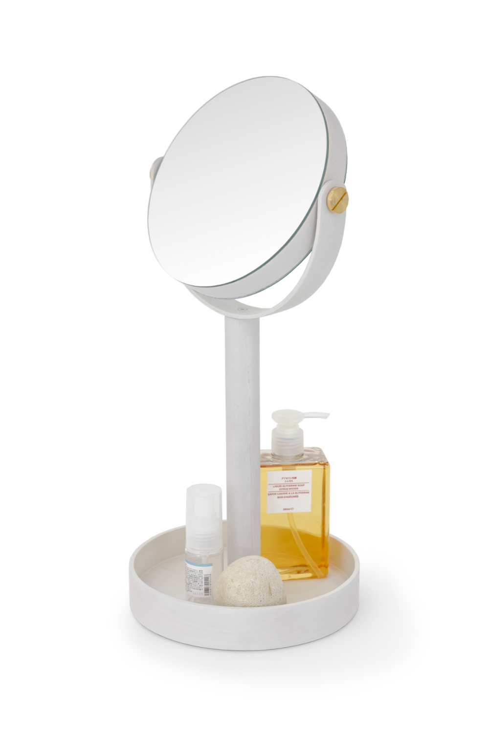 Oak Double Face Mirror with Storage Tray | Wireworks Close-up | Oroa.com