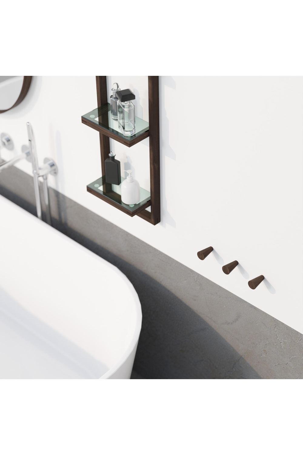 Walnut Wall Hooks (2) | Wireworks Slimline | Oroa.com