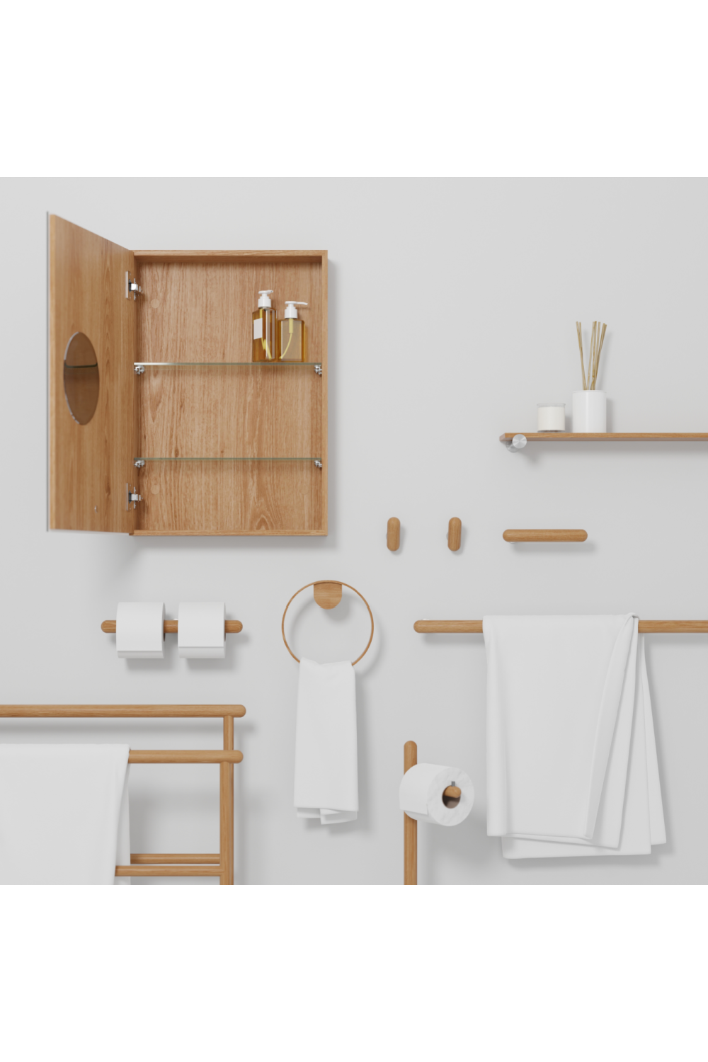 Wooden Minimalist Roll Holder | Wireworks Yoku | Oroa.com
