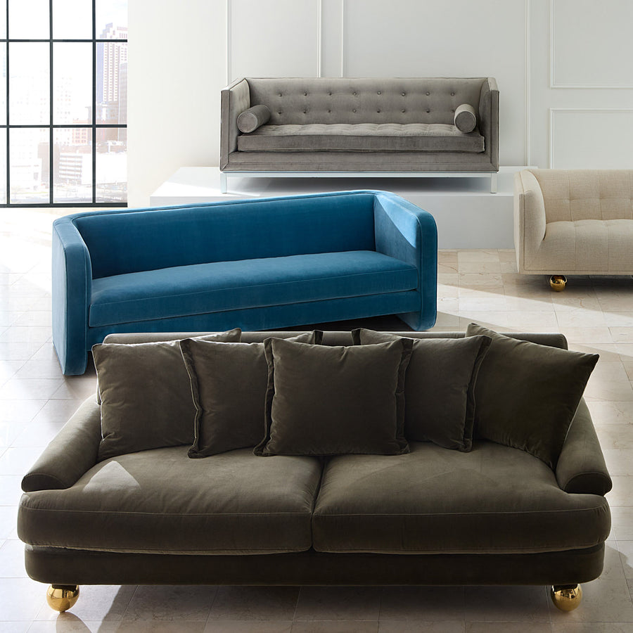 Orb Feet Velvet Sofa | Jonathan Adler Greenwich | Oroa.com