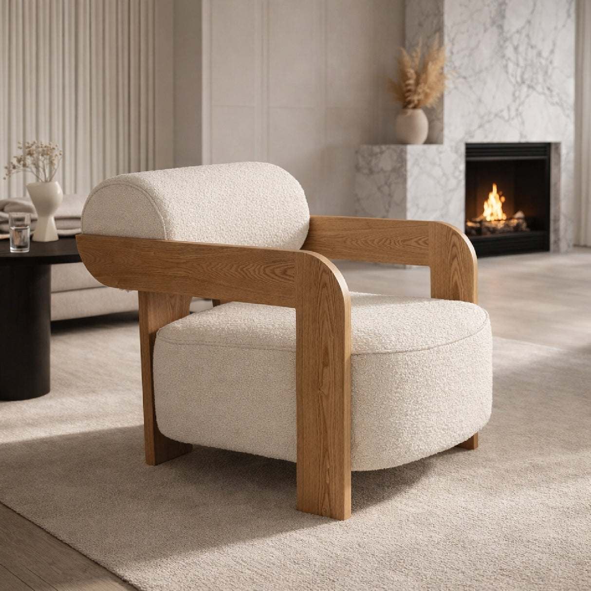 Ash Framed Boucle Lounge Chair | Oroa.com