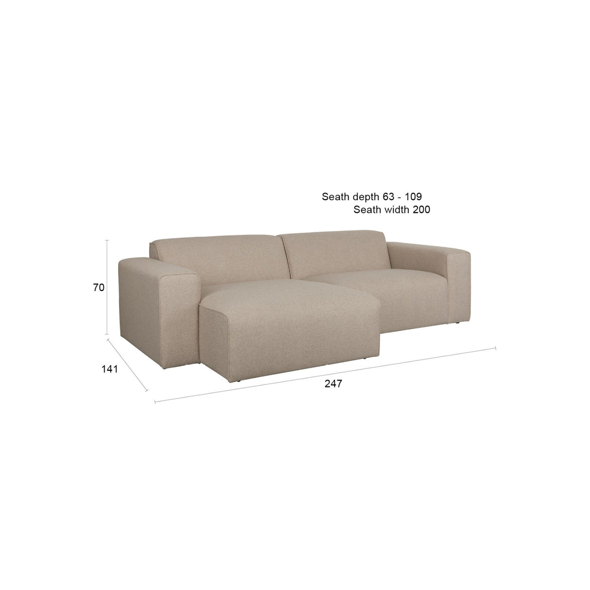 Modern furniture - Beige 3-Seater Sofa - www.oroa.com | Oroa.com