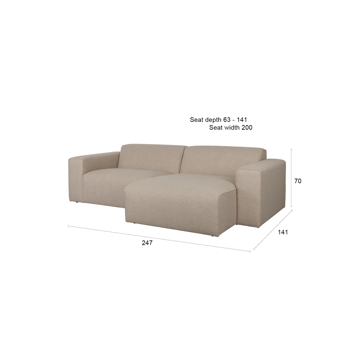 Modern furniture - Beige 3-Seater Sofa - www.oroa.com | Oroa.com