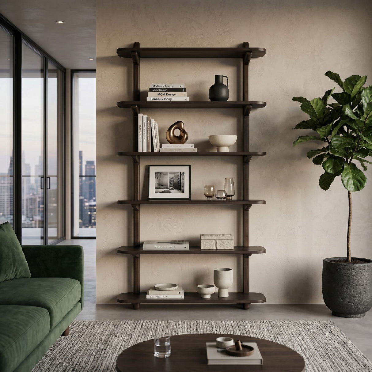 Modern furniture - Walnut Finished Ladder Shelf - www.oroa.com | Oroa.com