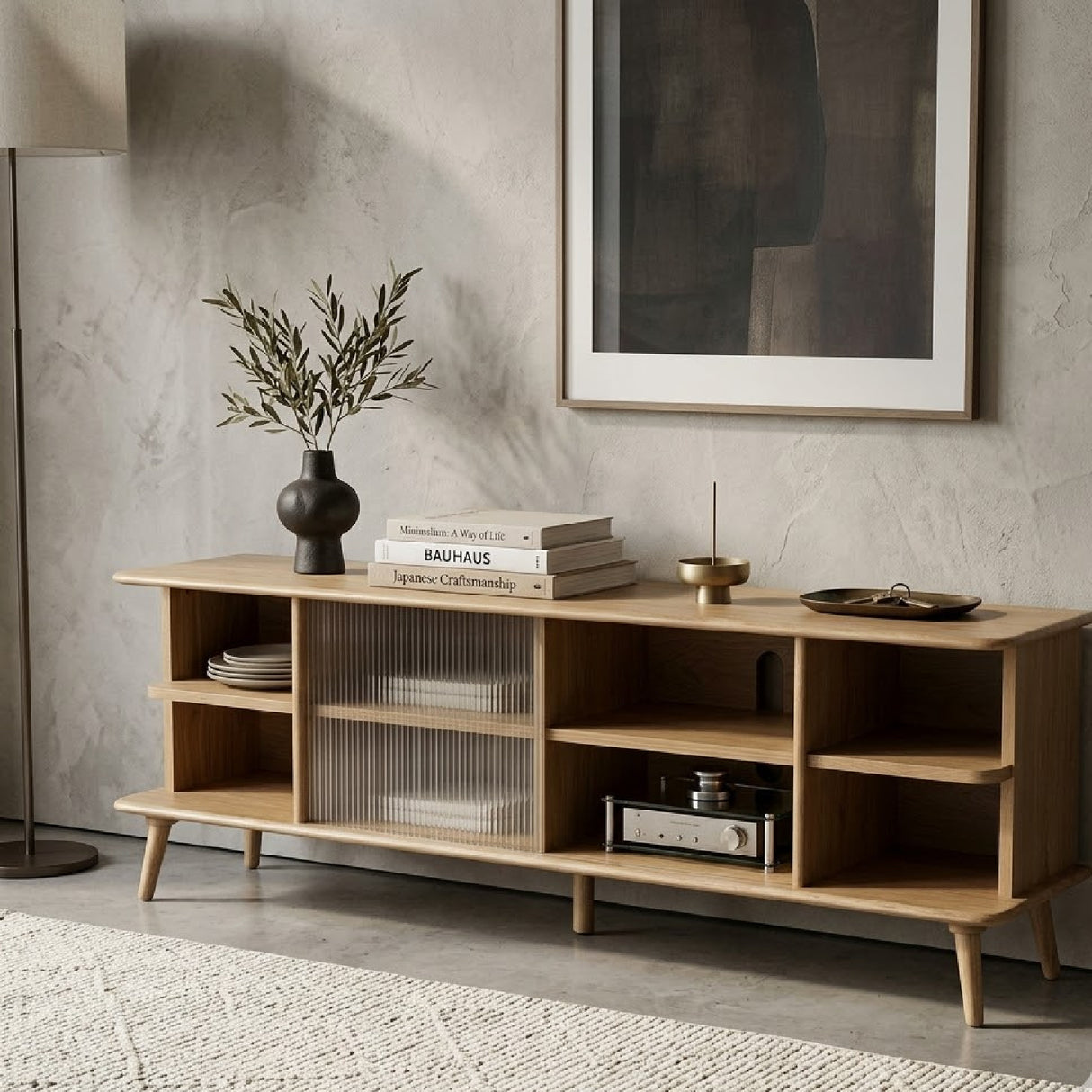 Oak Framed Glass Door Sideboard L | Oroa.com