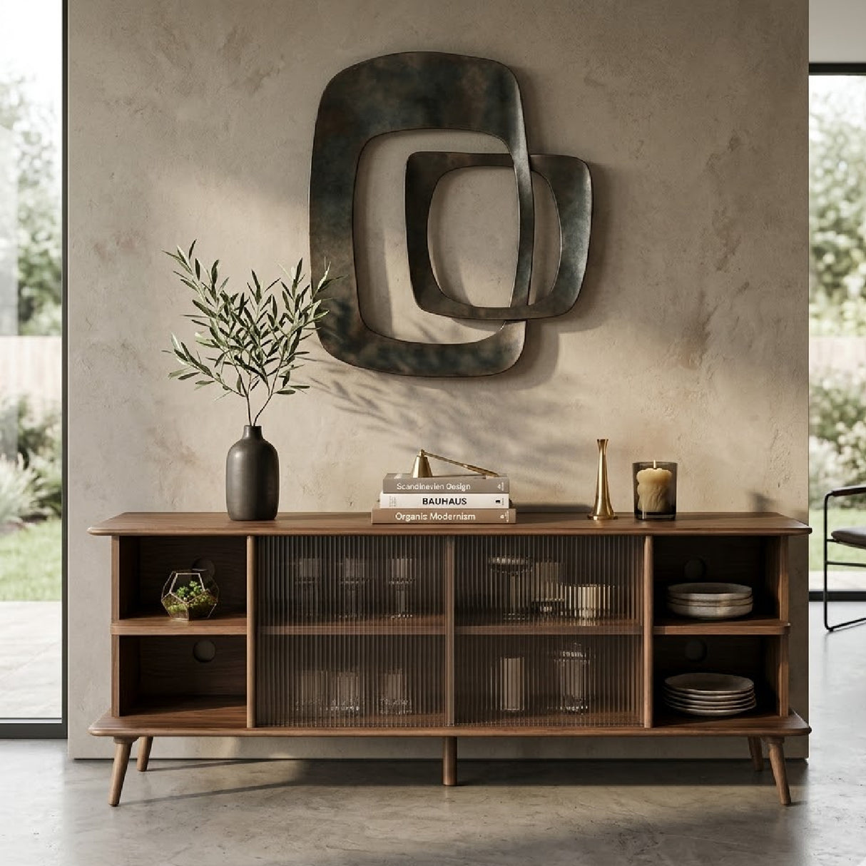 Oak Framed Glass Door Sideboard L | Oroa.com