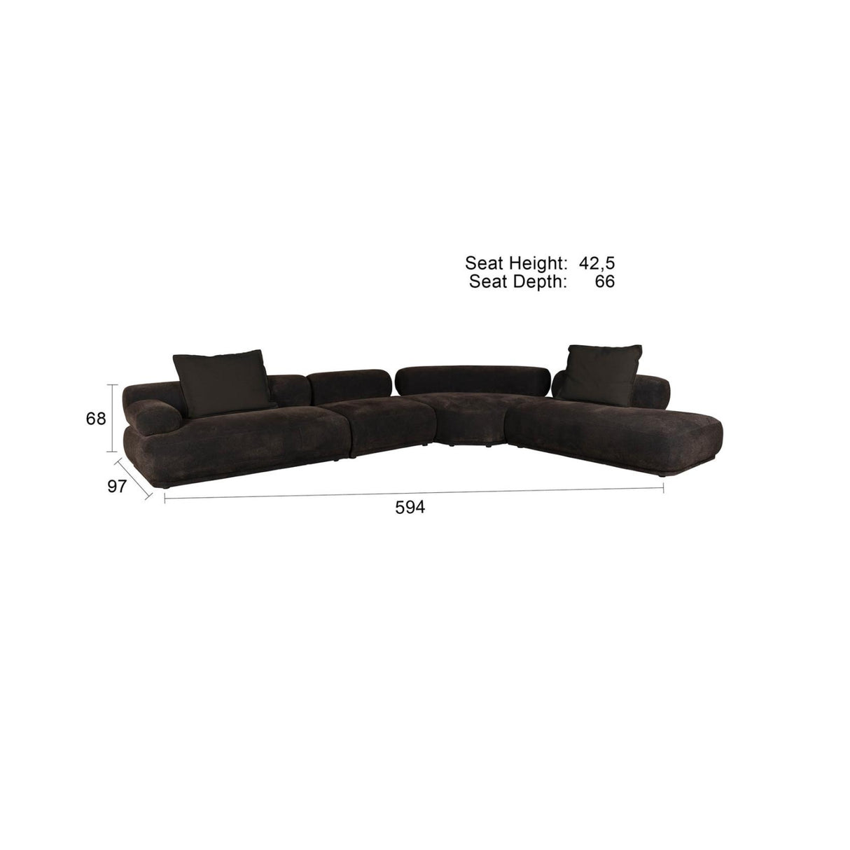 Modern furniture - Brown Ribbed Fabric Left Sofa - www.oroa.com | Oroa.com