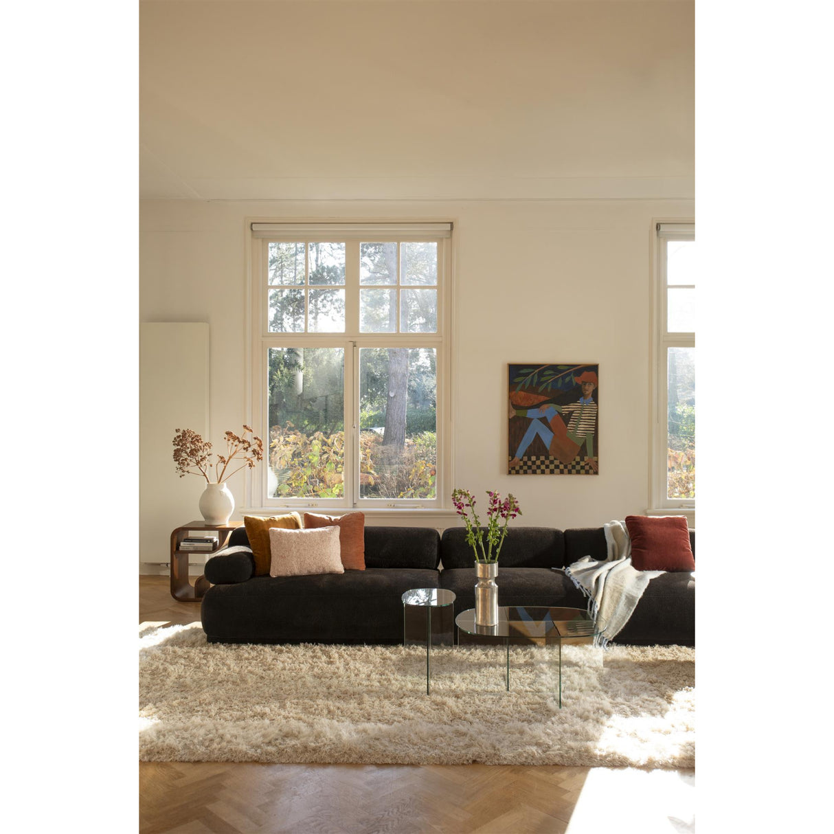 Modern furniture - Brown Ribbed Fabric Right Sofa - www.oroa.com | Oroa.com