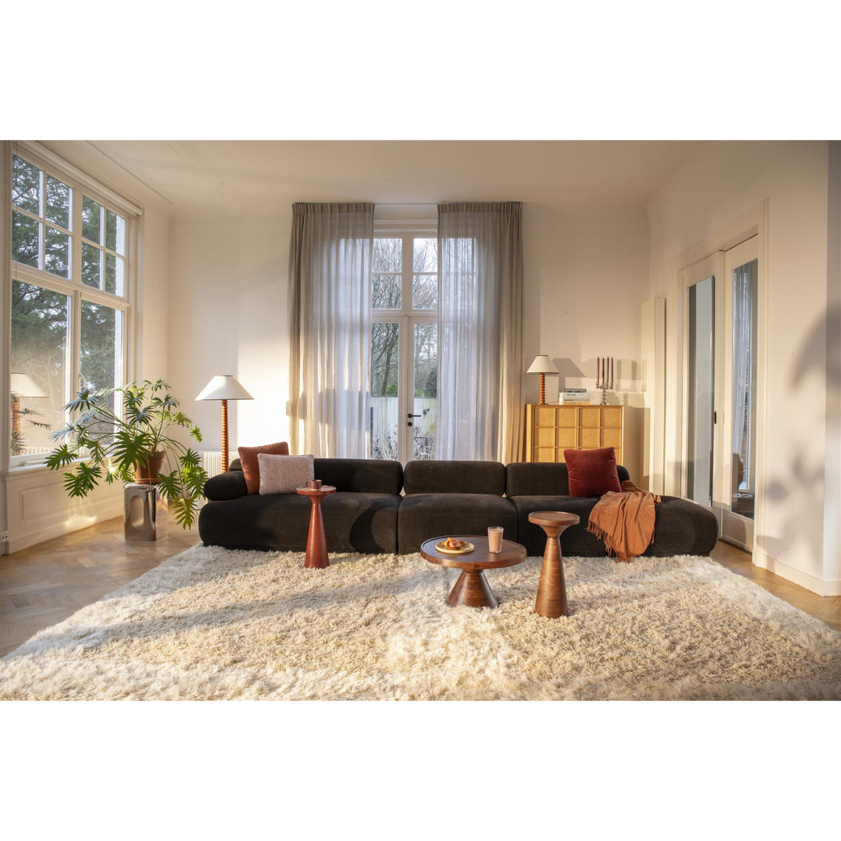Modern furniture - Brown Ribbed Fabric Right Sofa - www.oroa.com | Oroa.com