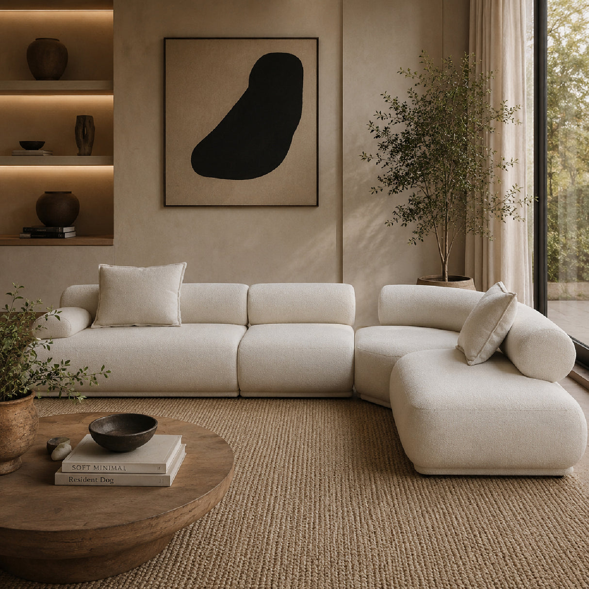 Modern furniture - Brown Ribbed Fabric Left Sofa - www.oroa.com | Oroa.com