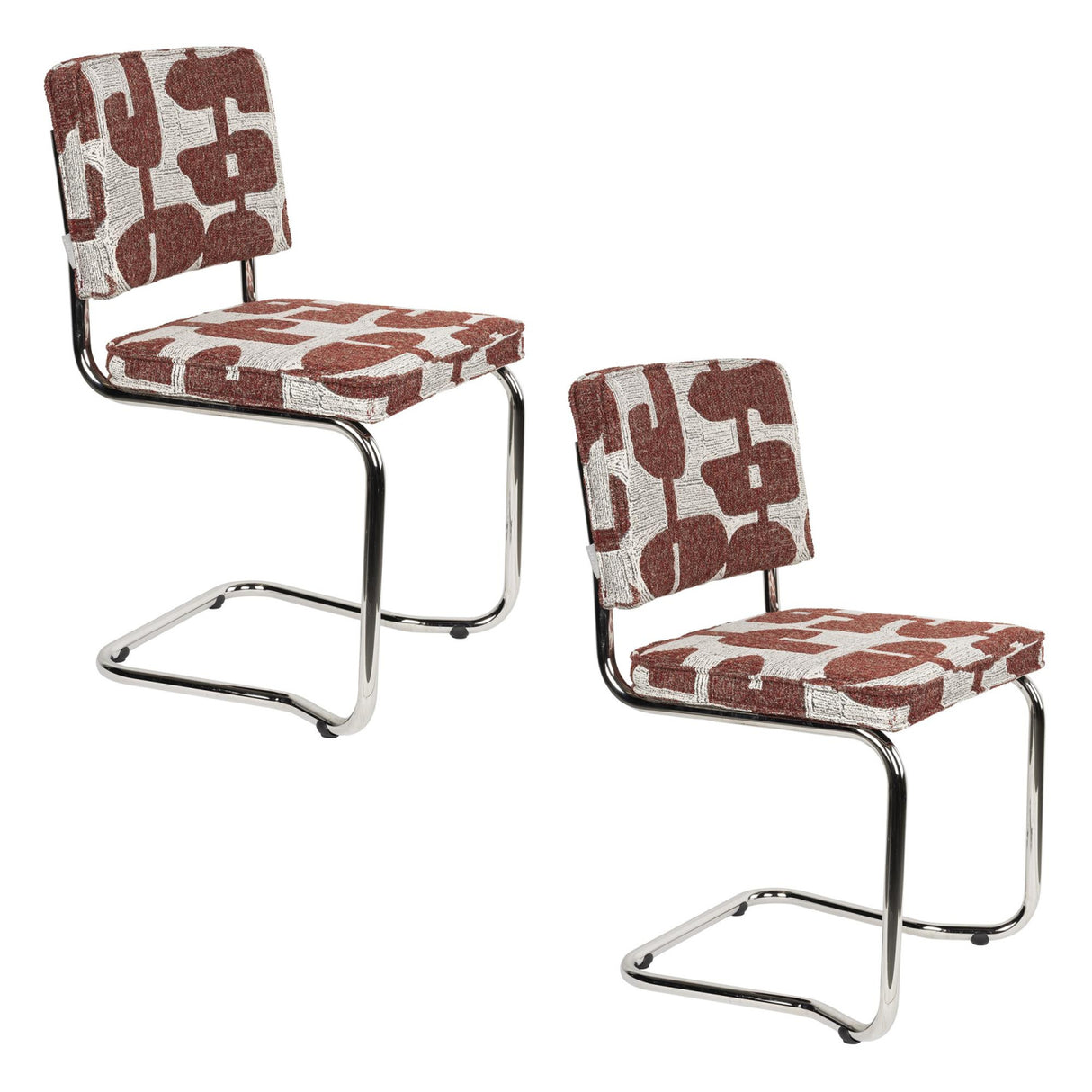 Modern furniture - Patterned Fabric Cantilevered Dining Chairs (2) - www.oroa.com | Oroa.com