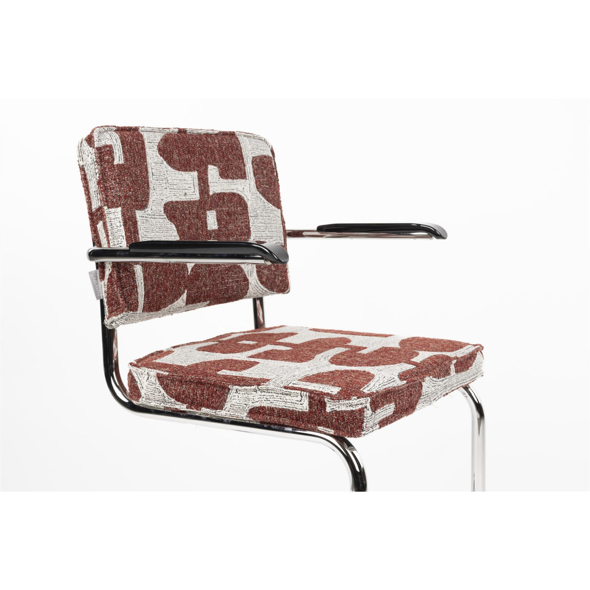 Patterned Fabric Cantilevered Dining Armchairs (2) | Oroa.com