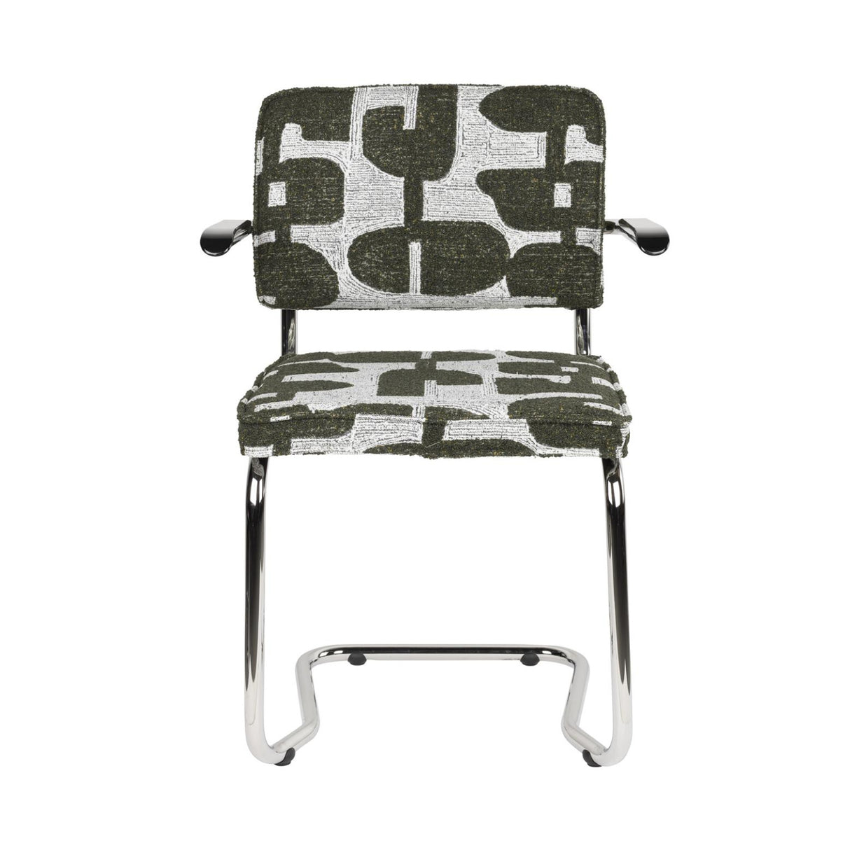 Patterned Fabric Cantilevered Dining Armchairs (2) | Oroa.com