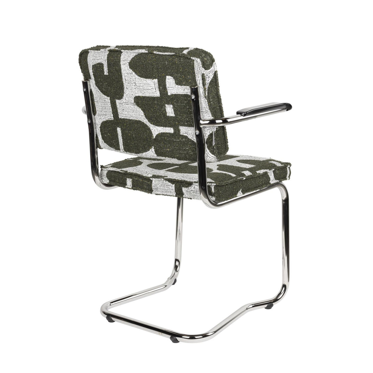 Patterned Fabric Cantilevered Dining Armchairs (2) | Oroa.com