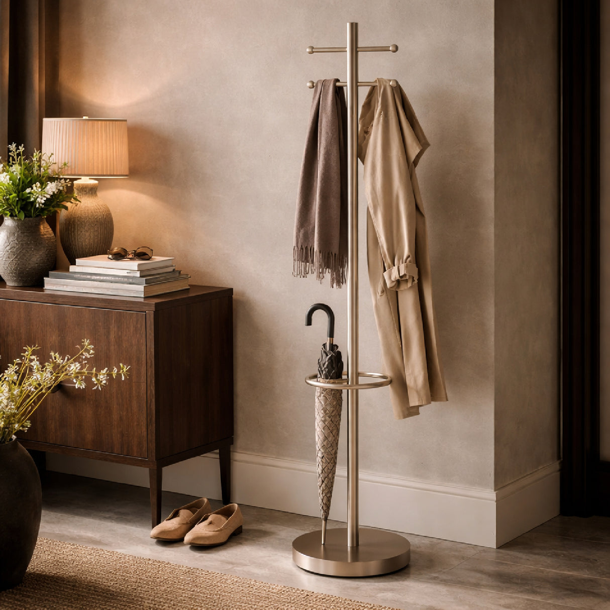Brushed Chrome Coat Rack | Oroa.com