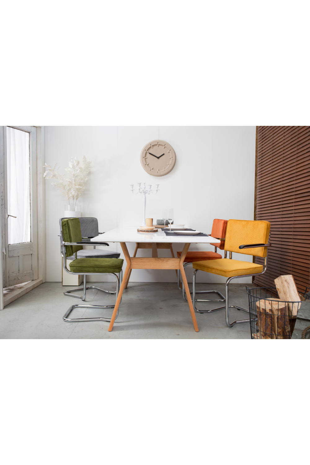 Modern Ribcord Dining Armchair (2) | Zuiver Ridge | OROA.com