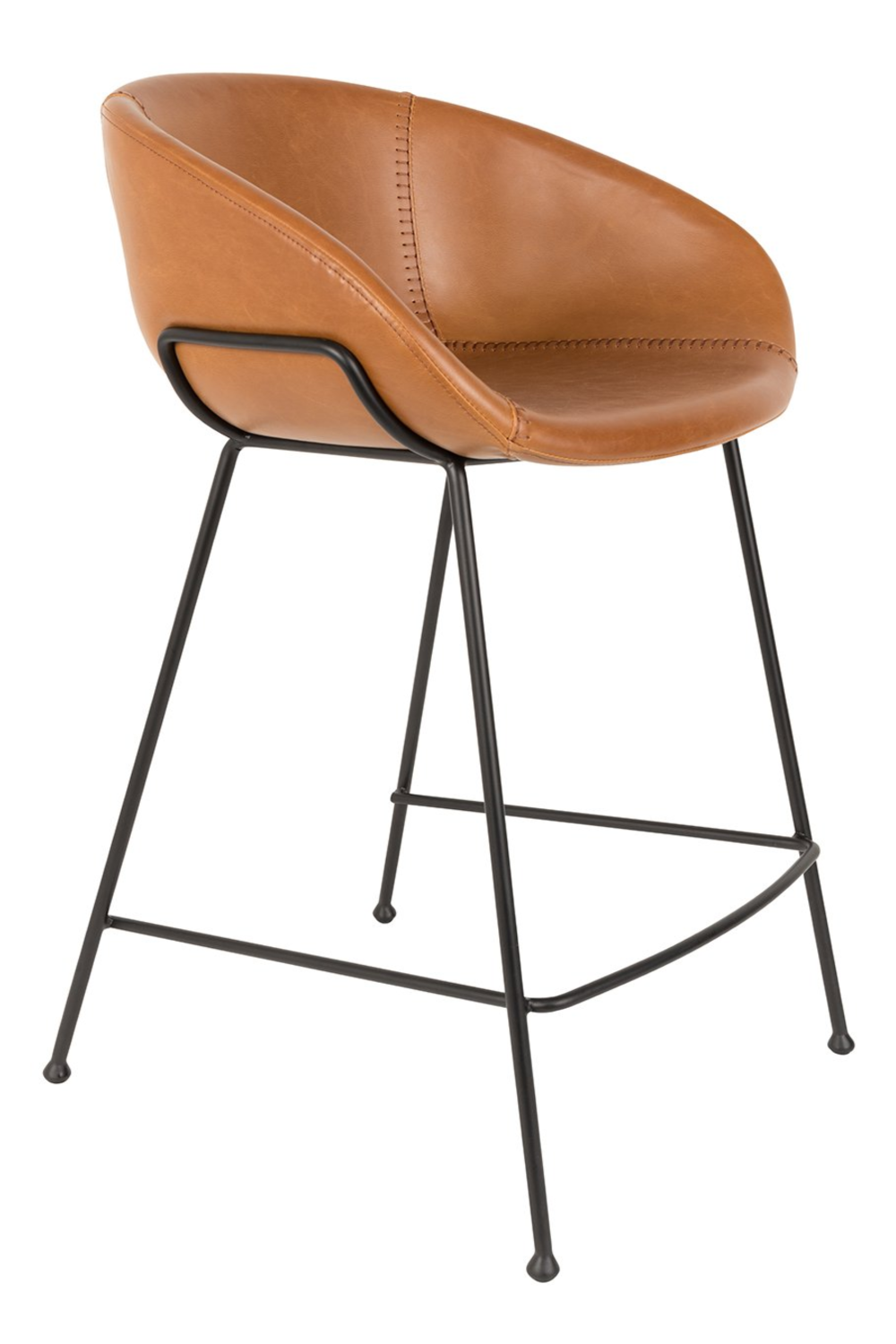 Baseball-Stitched Leather Counter Stools (2) | Zuiver Feston | Oroa.com
