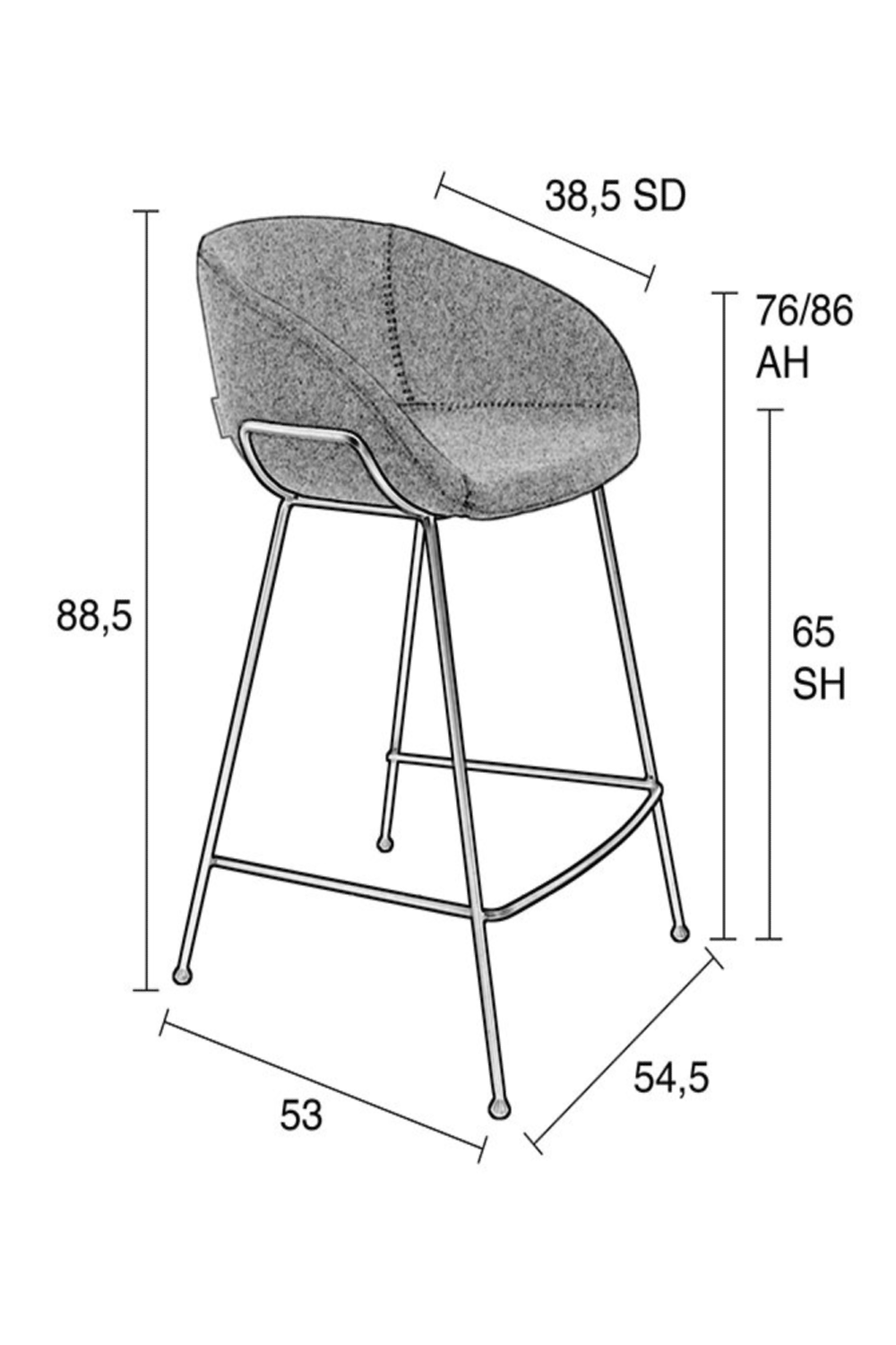 Baseball-Stitched Leather Counter Stools (2) | Zuiver Feston | Oroa.com