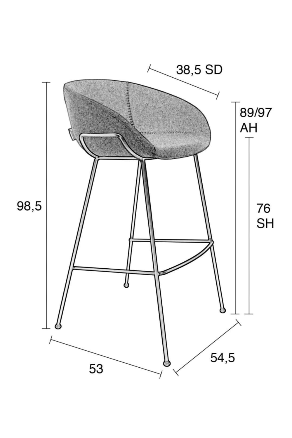 Baseball-Stitched Leather Bar Stools (2) | Zuiver Feston | Oroa.com