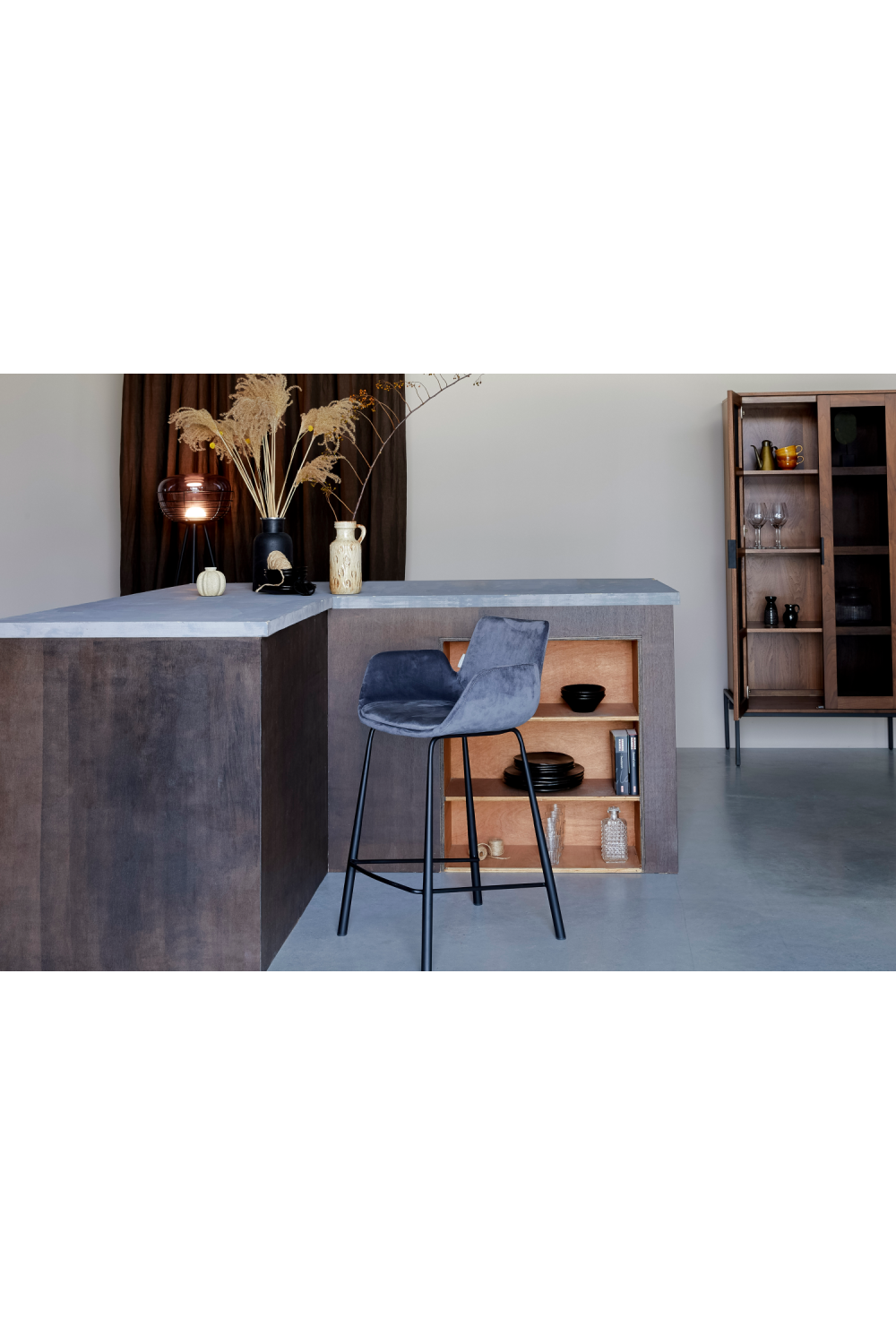 Velvet Upholstered Counter Stools (2) | Zuiver Brit | OROA.com