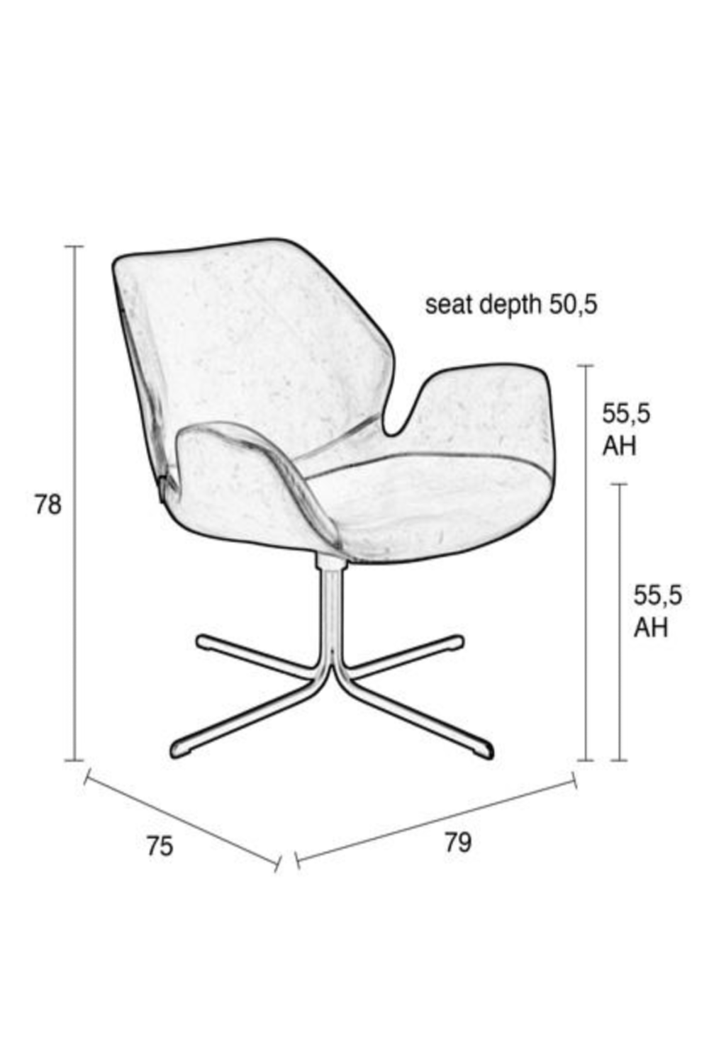 Leather Swivel Lounge Chair | Zuiver Nikki | Oroa.com