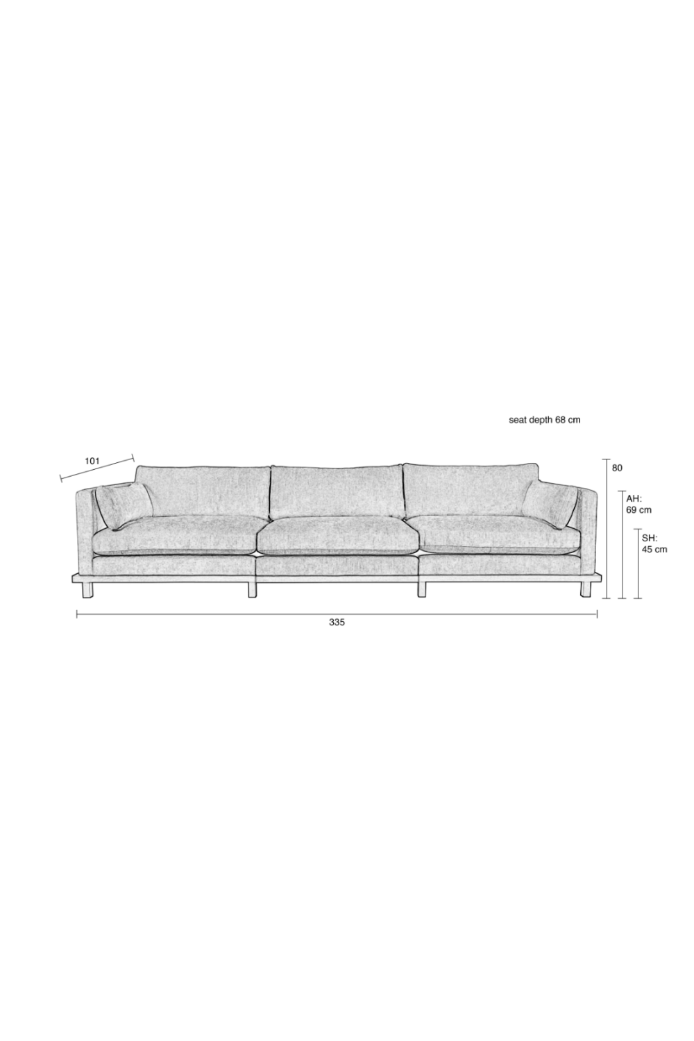 Classic Upholstered 5-Seater Sofa | Zuiver Blossom | Oroatrade.com