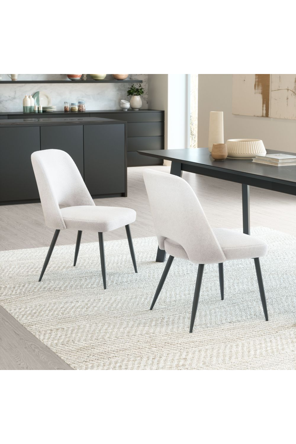 White Shearling Dining Chairs (2) | Oroa.com