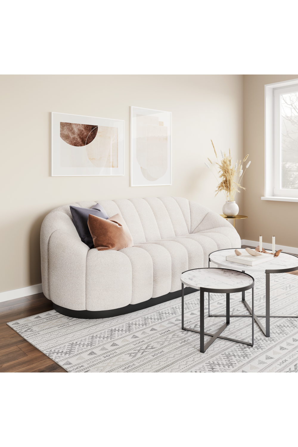 Shearling Channeled Sofa | OROA Modern Bhutan | Oroa.com